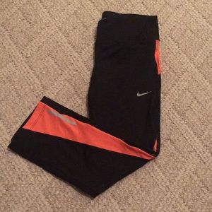 Nike pro black and orange workout yoga pants